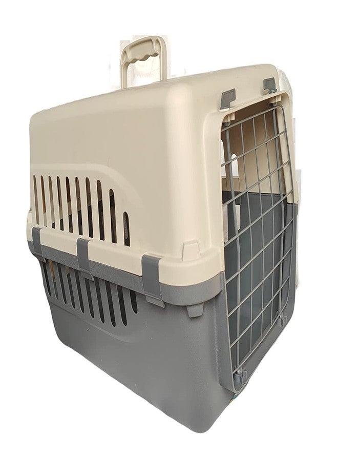 KittuPet Heavy Duty Pet Travel Cage - Plastic Flight Cage for Pets (Grey - White) (20 inch Flight cage) - Image 2